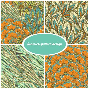 Vector seamless eastern pattern. Set of 4 Patterns clipart