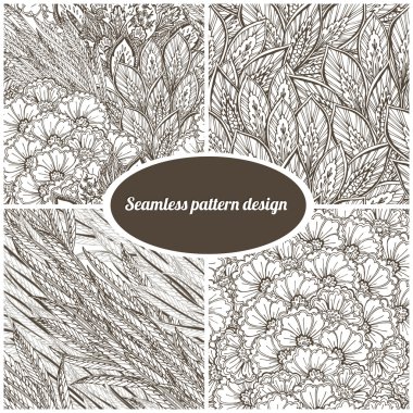 Vector seamless eastern pattern. Set of 4 Patterns clipart