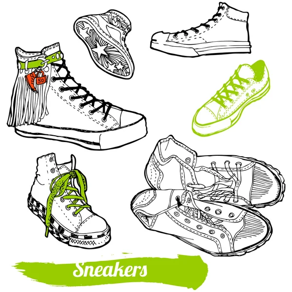 Set de zapatillas de dibujos animados — Vector de stock