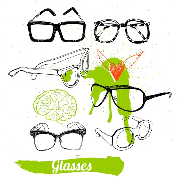 stock vector Set glasses and sunglasses