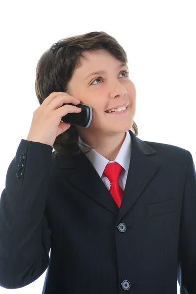 Хлопчик розмовляє по телефону . — стокове фото