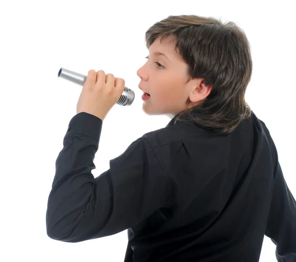 Kleine jongen met microfoon — Stockfoto