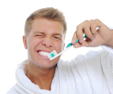 Man brushing his teeth clipart