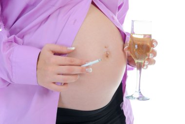 Pregnant woman with cigarette clipart