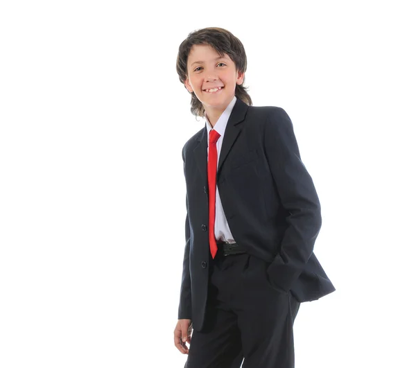 Portret biznesmen chłopiec w garniturze — Zdjęcie stockowe