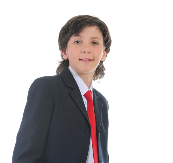 Портрет хлопчика бізнесмена в діловому костюмі — стокове фото