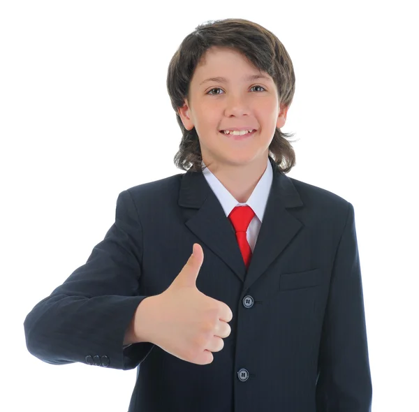 Портрет хлопчика бізнесмена в діловому костюмі — стокове фото