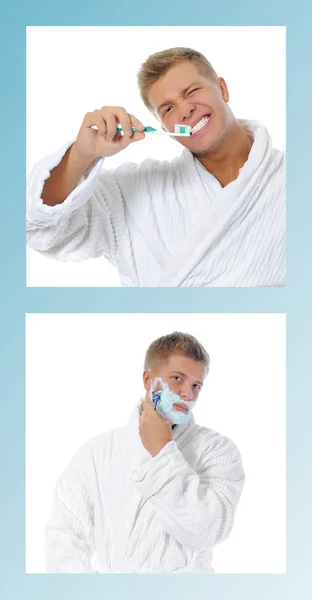 Young man shaving — Stock Photo, Image
