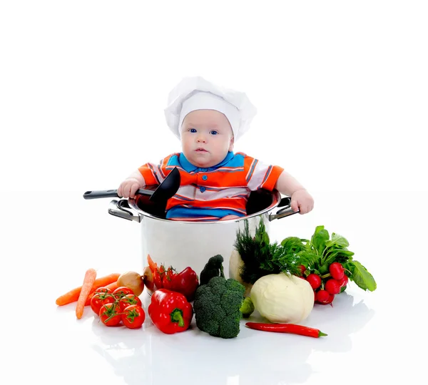 Boy with a pan Stock Picture