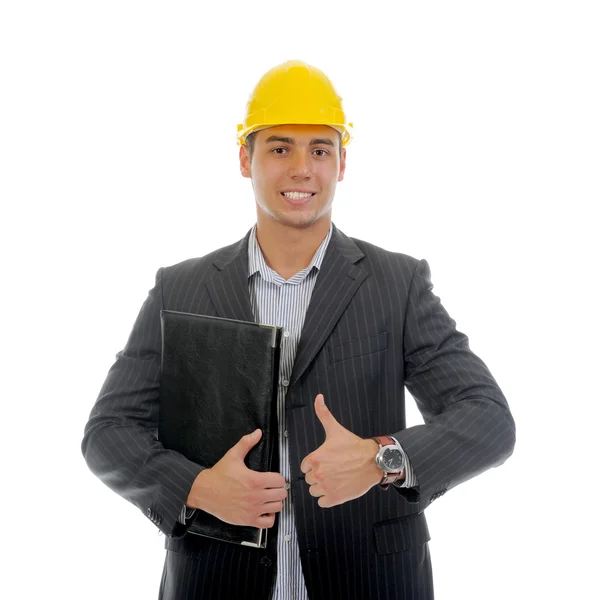 Бизнесмен в строительном шлеме — стоковое фото