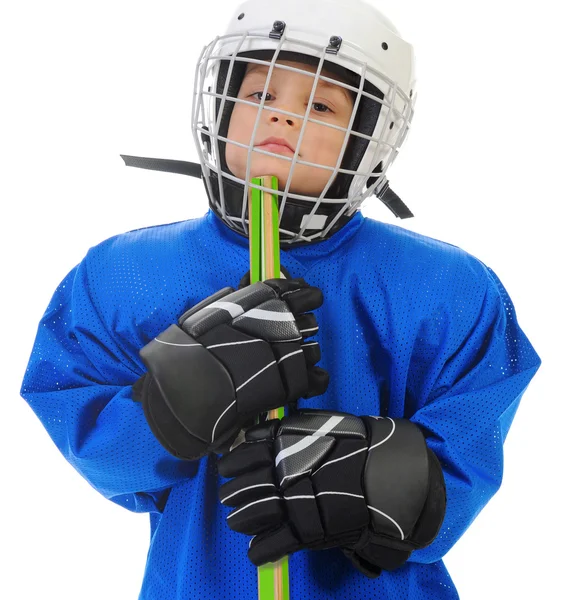 Malý chlapec hokejista — Stock fotografie