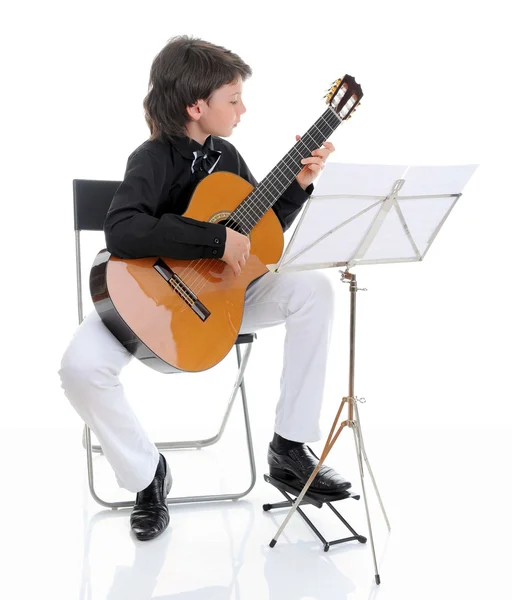 Little boy musician playing guitar — Stock Photo, Image