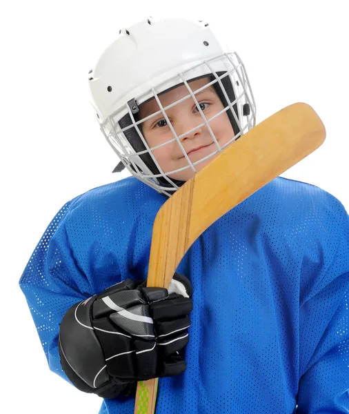 Kleine jongen hockeyspeler — Stockfoto