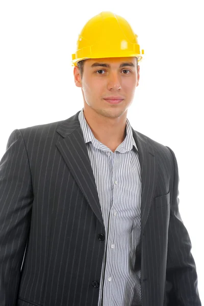 Бизнесмен в строительном шлеме — стоковое фото