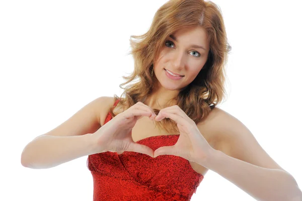 Woman holding a heart — Stock Photo, Image