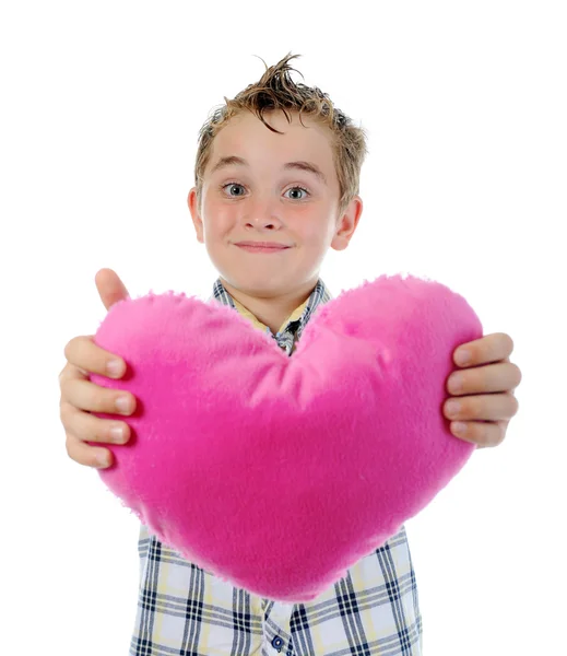 Chlapec dává srdce — Stock fotografie