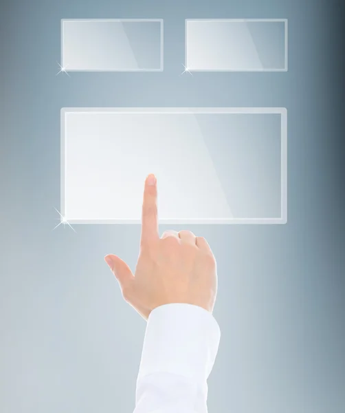 Finger pushing keypad button — Stock Photo, Image