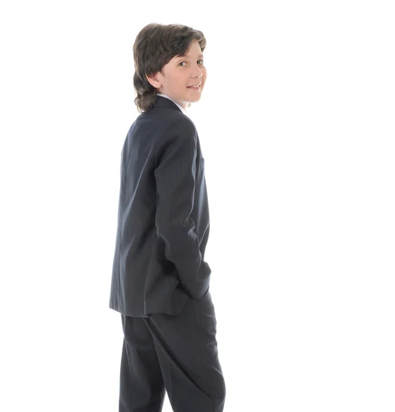 Portret van een jongen zakenman in een pak — Stockfoto