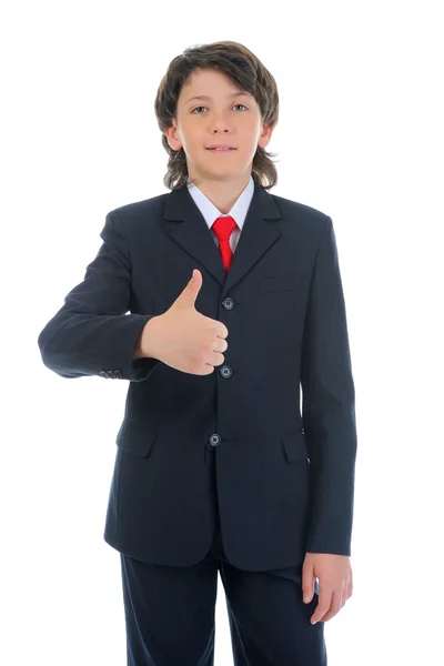 Portrét chlapce podnikatel v obleku — Stock fotografie