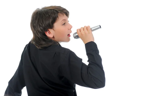 Menino com microfone — Fotografia de Stock