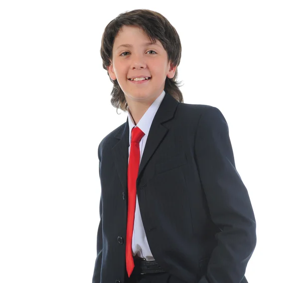 Portret van een jongen zakenman in een pak — Stockfoto
