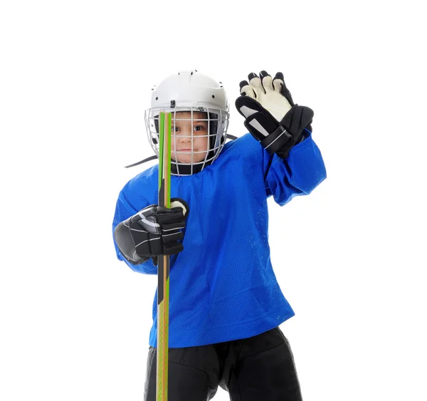 Küçük çocuk hokey oyuncusu — Stok fotoğraf