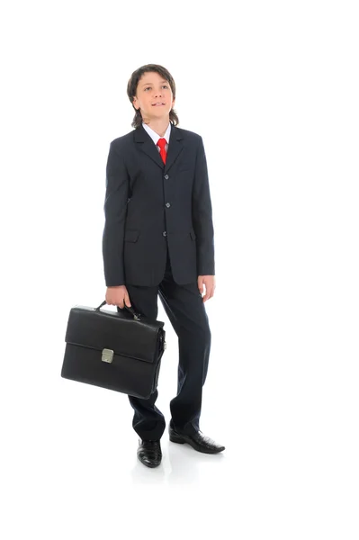 Portret biznesmen chłopiec w garniturze — Zdjęcie stockowe