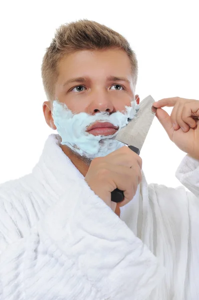 Młody człowiek do golenia — Zdjęcie stockowe