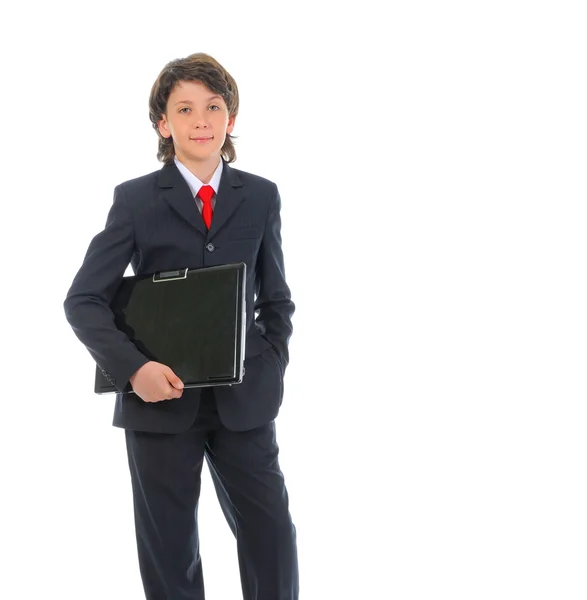 Портрет хлопчика бізнесмена в діловому костюмі Стокова Картинка