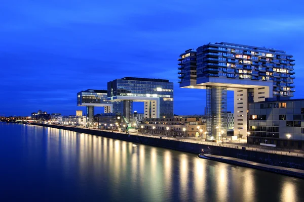 stock image Cologne - Crane Houses from Rhine at Sunset