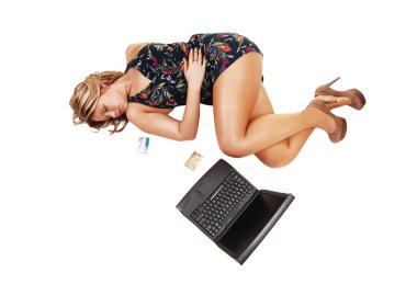 Girl with laptop. clipart