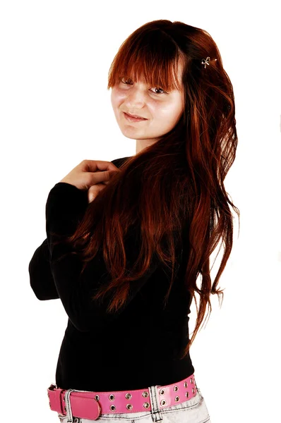 Närbild av rött hår flicka. — Stockfoto