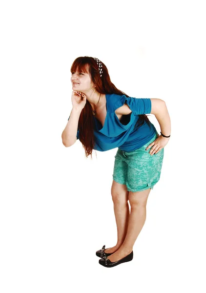 Girl bending forwards. — Stock Photo, Image