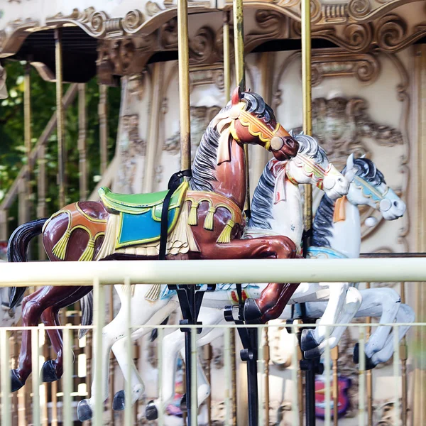 stock image Old carousel with horses