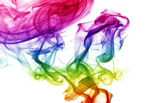 Onda e fumaça de diferentes cores isoladas em branco — Fotografia de Stock