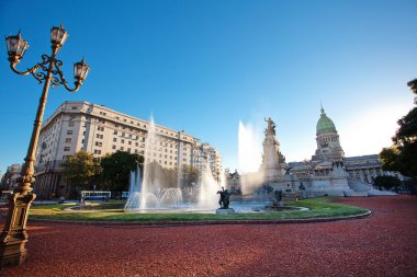 Building of Congress and the fountain in Buenos Aires, Argentina clipart