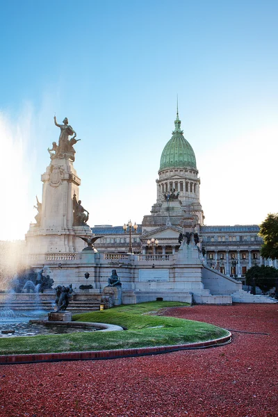 議会およびブエノスアイレス、アルゼンチンの噴水の建物 — ストック写真
