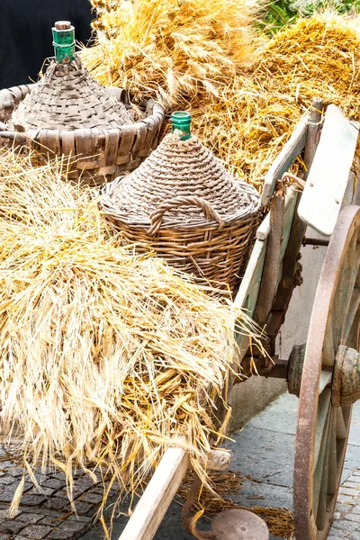 Autumn wooden cart — Stock Photo, Image