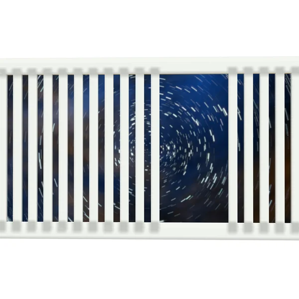 Prachtige blauwe ramen en nightsky — Stockfoto