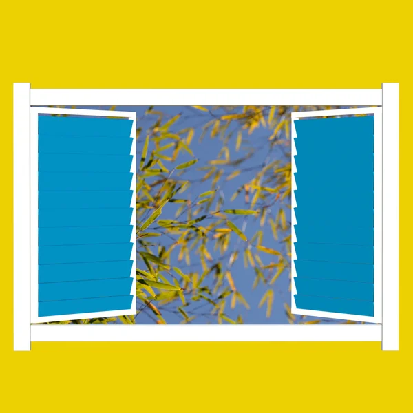 Piękne błękitne okna i nightsky — Zdjęcie stockowe