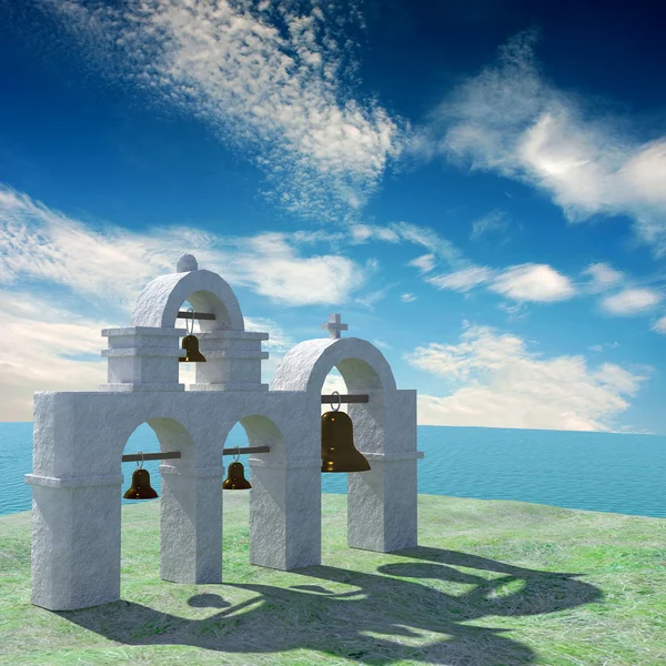 Adv için mavi gökyüzü ile Yunan mimarisi veya diğer kullanım amacı — Stok fotoğraf