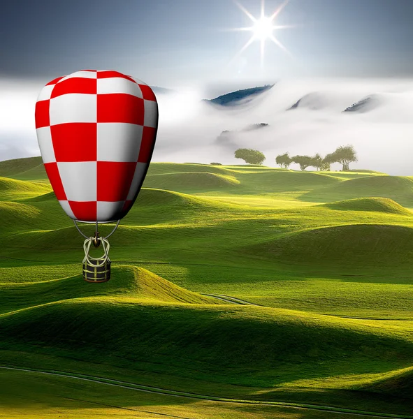 Kleurrijke hete lucht ballonnen met mooie achtergrond — Stockfoto
