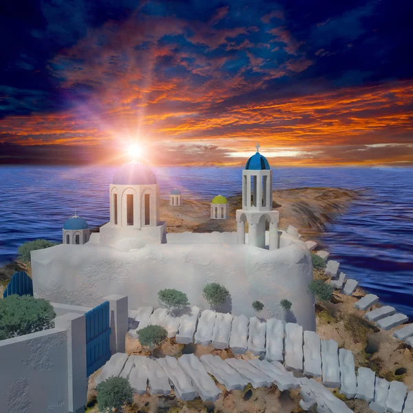 Arquitetura grega com céu bule para uso adv ou outros fins — Fotografia de Stock