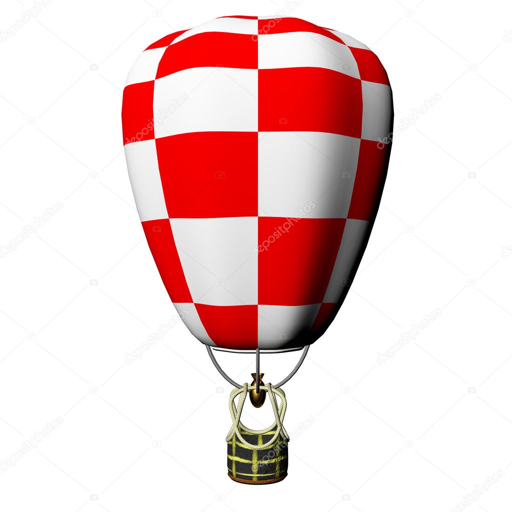 Hot air balloon isolated with white