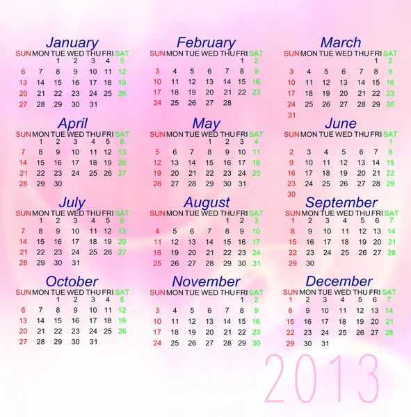 Kalender im rosafarbenen Stil 2013 — Stockfoto