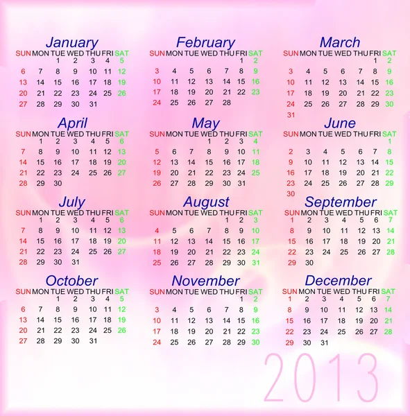 Růžový styl kalendář 2013 — Stock fotografie