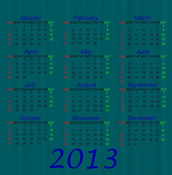 Kalender im blauen Stil von 2013 — Stockfoto