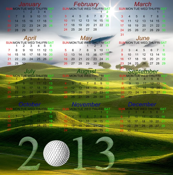 Golf takvimi 2013 — Stok fotoğraf