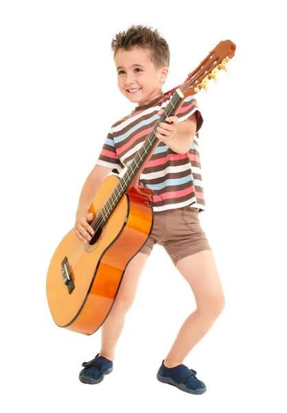 Pequeño niño juega guitarra country rock estilo — Foto de Stock