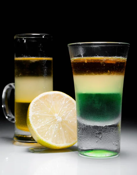 Green mexican and melon liquer shot cocktail — Stock Photo, Image